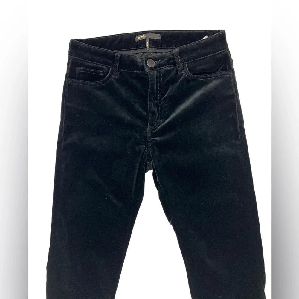 Maje Velvet Black Trousers Pants Jeans 34 XS‎ Grunge Old Money Classic Basic